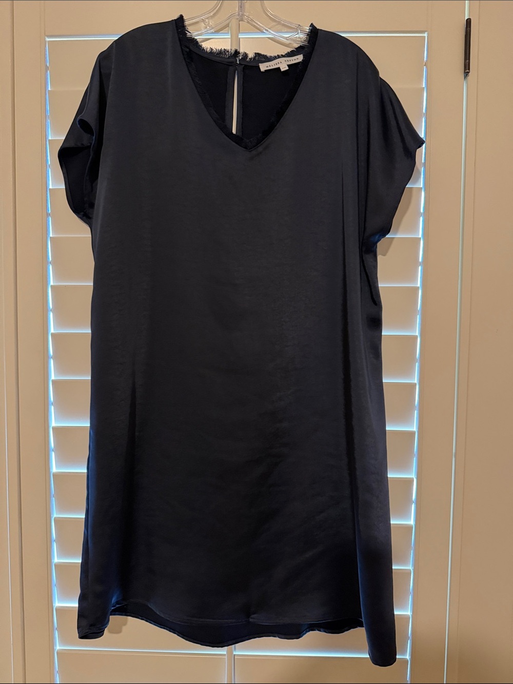 MELISSA NEPTON Navy V-Neck Short Sleeve Shift Dress